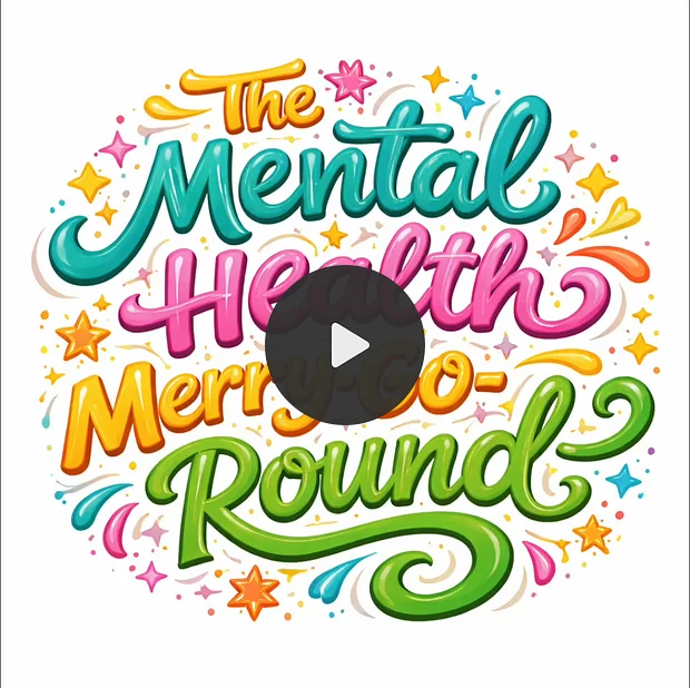 A not-so-playful merry-go-round. The inconsistencies in the text — though an AI artifact — mirror the difficulty of drawing clean lines between mental health diagnoses, where features spill into one another and resist neat categorization. Notice how every piece spirals inward toward a dark center, a kind of black hole. This represents our lack of insight into the tangible mechanics of mental health disorders (we have been unable to peer inside the black