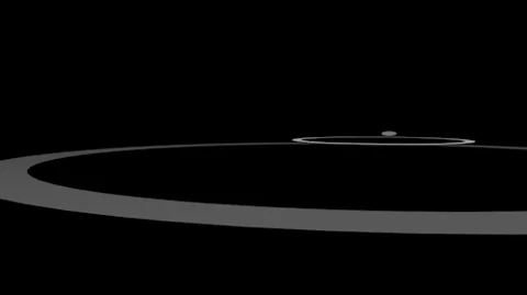 In this animation, rippling rings spread outward across a dark background, like waves in water. Each ring touches and reshapes the others, illustrating how one new discovery can disturb and reshape entire domains of knowledge.